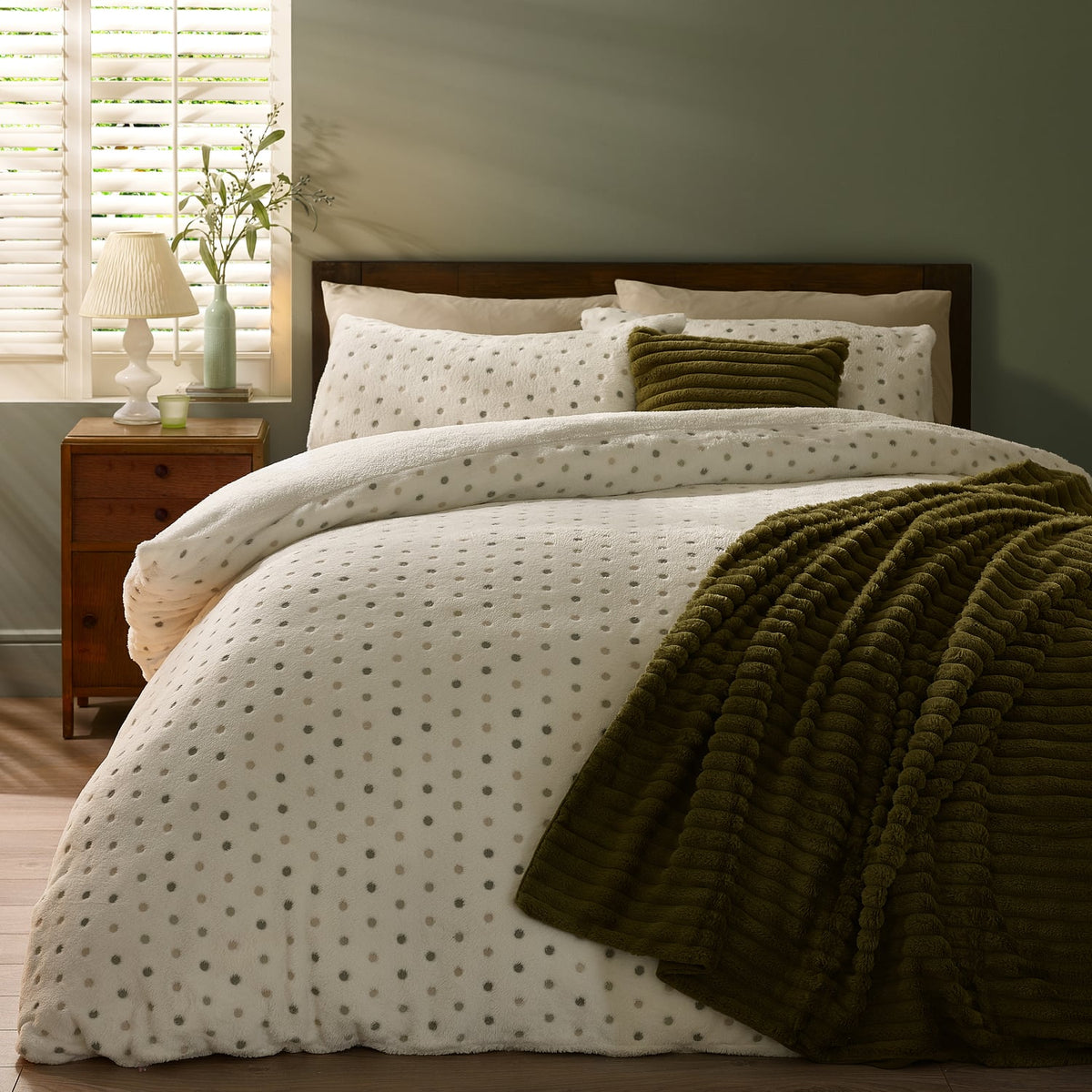Catherine Lansfield Cosy Spot Duvet Cover Set - Cream
