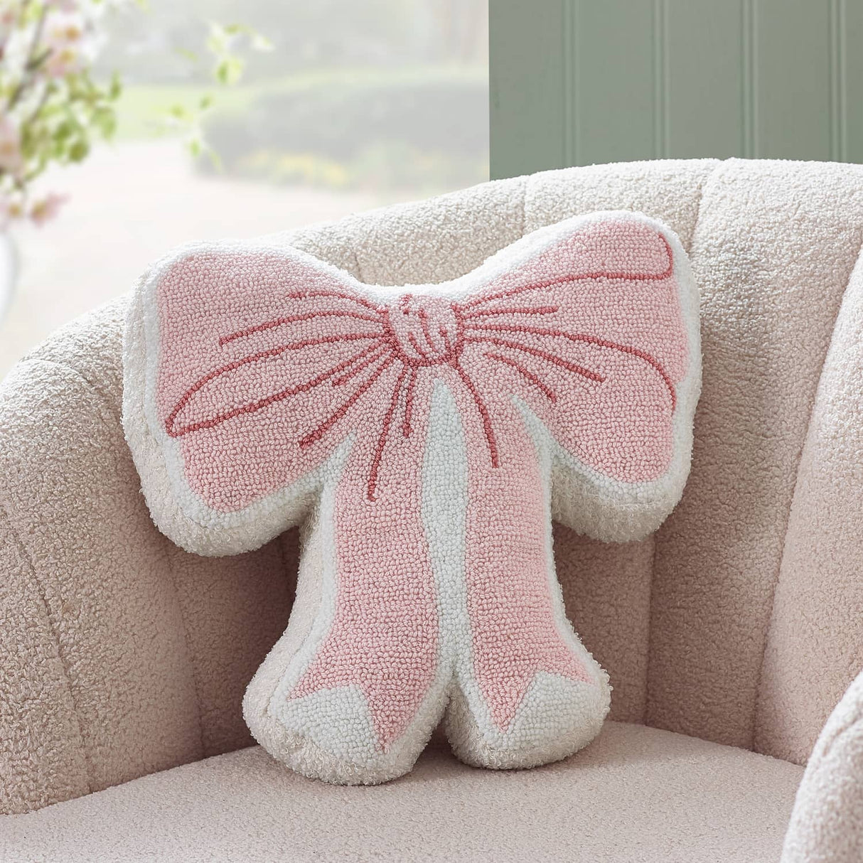 Catherine Lansfield Bow Filled Cushion 45cm x 43cm - Pink