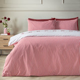 Catherine Lansfield Bow Embroidery Duvet Cover Set - White / Pink - Bow Embroidery White Red Duvet Set