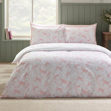 Catherine Lansfield Bow Embroidery Duvet Cover Set - White / Pink - Embroidery Bow Duvet Set