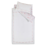 Catherine Lansfield Bow Embroidery Duvet Cover Set - White / Pink - Embroidery Bow Duvet Set Single