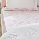 Catherine Lansfield Bow 30cm Deep Fitted Sheet - White / Pink