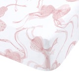 Catherine Lansfield Bow 30cm Deep Fitted Sheet - White / Pink - Embroidery Bow Fitted Sheet