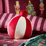 Catherine Lansfield Christmas Bauble Filled Cushion 30cm x 25cm - White / Red