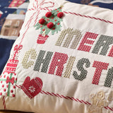 Catherine Lansfield Merry Christmas Filled Cushion 12" x 20 - Natural - Merry Christmas Cushion