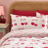 Catherine Lansfield Cherries and Bows Duvet Cover Set - Pink - Cherries And Bows
