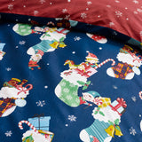 Catherine Lansfield Christmas Elves Festive Duvet Cover Set - Navy Blue - Christmas Elves Duvet Set