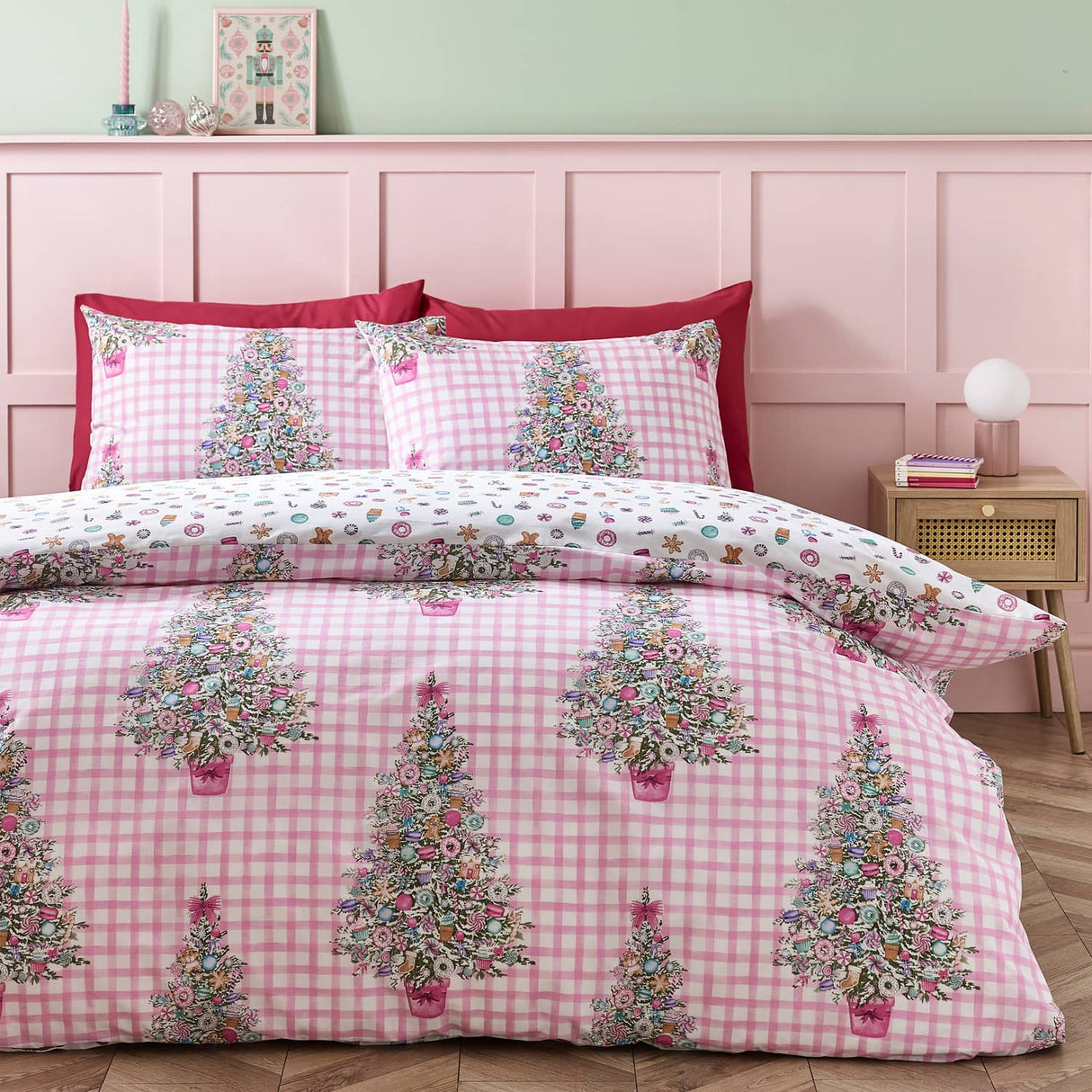 Catherine Lansfield Christmas Sweets and Treats Duvet Cover Set - Pink