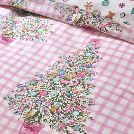 Catherine Lansfield Christmas Sweets and Treats Duvet Cover Set - Pink - Christmas Sweets And Treats Duvet Set