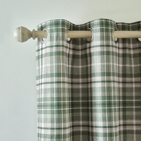 Catherine Lansfield Cullen Thermal Check Eyelet Curtains - Natural image 2