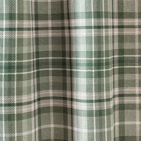 Catherine Lansfield Cullen Thermal Check Eyelet Curtains - Green Light Filtering - Cullen Thermal Check Green Curtains