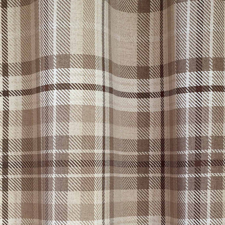 Catherine Lansfield Cullen Thermal Check Eyelet Curtains - Natural Light Filtering - Cullen Thermal Check Natural Curtains