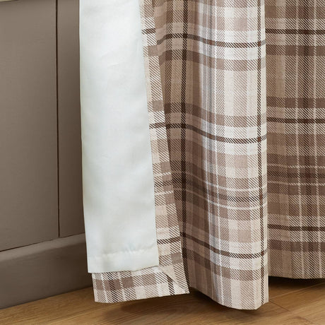 Catherine Lansfield Cullen Thermal Check Eyelet Curtains - Natural Light Filtering - Cullen Thermal Check Natural Curtains
