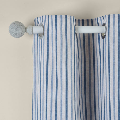 Catherine Lansfield Logan Stripe Eyelet Curtains - Blue Light Filtering Polycotton