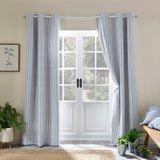 Catherine Lansfield Logan Stripe Eyelet Curtains - Blue Light Filtering Polycotton - Logan Stripe Blue
