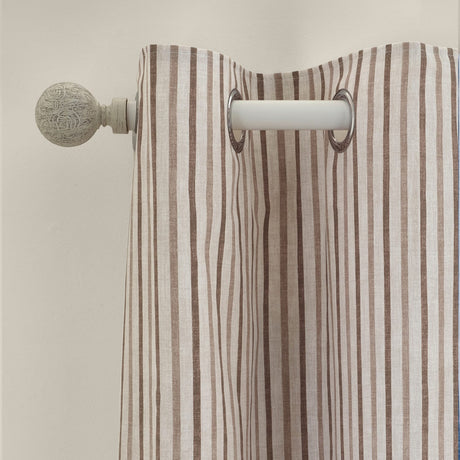 Catherine Lansfield Logan Stripe Eyelet Curtains - Natural Light Filtering Polycotton
