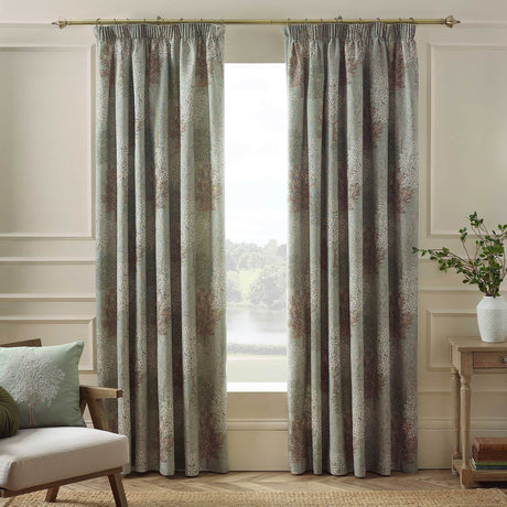 Catherine Lansfield Woodland Trees Pencil Pleat Tape Top Curtains Dimout Thermal - Green - Woodland Trees Curtains