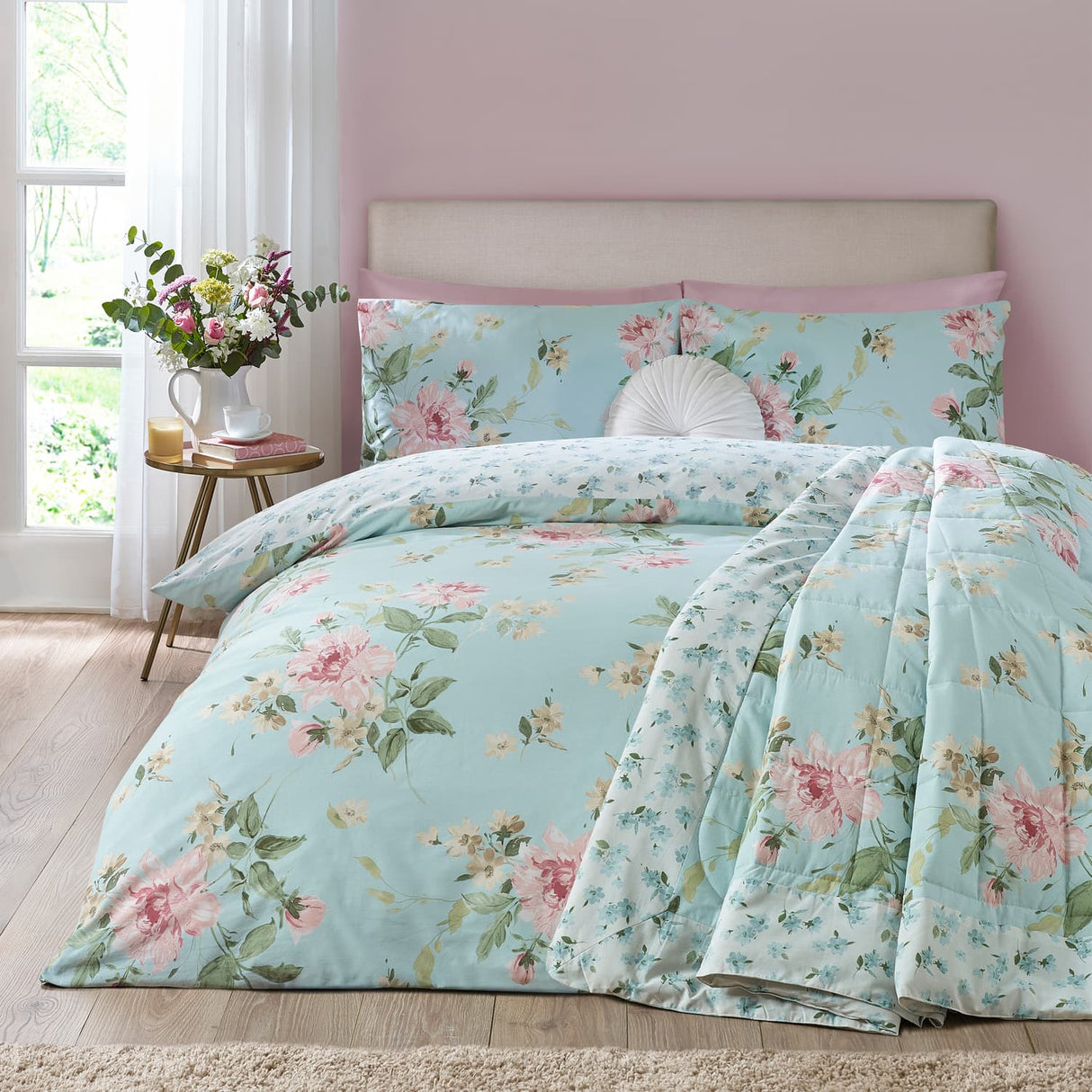 Catherine Lansfield Avebury Floral Duvet Cover Set - Avebury Floral Cream Duvet Set