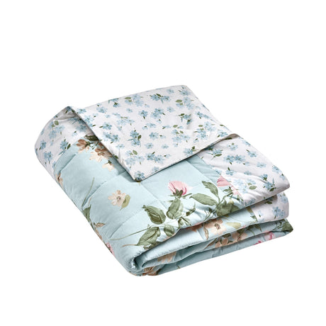 Catherine Lansfield Avebury Floral Bedspread - Avebury Floral Duck Egg Bedspread