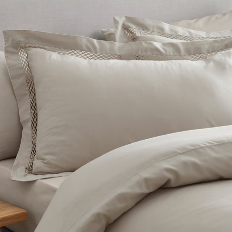 Catherine Lansfield Classic Lattice Lace Duvet Cover Set - Classic Lattice Natural Duvet Set