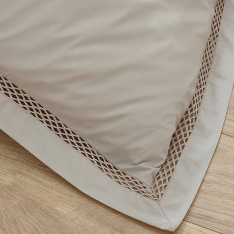 Catherine Lansfield Classic Lattice Lace Duvet Cover Set - Classic Lattice Natural Duvet Set