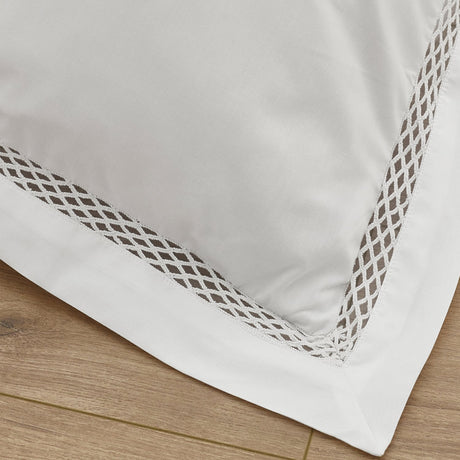 Catherine Lansfield Classic Lattice Lace Duvet Cover Set - Classic Lattice White Duvet Set