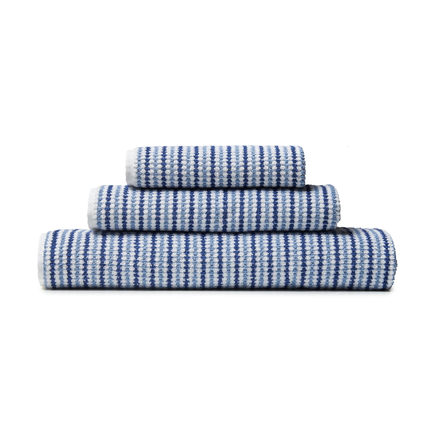Catherine Lansfield Rice Weave Stripe 500 GSM Cotton Towels - Blue - Rice Weave Stripe Blue Towels