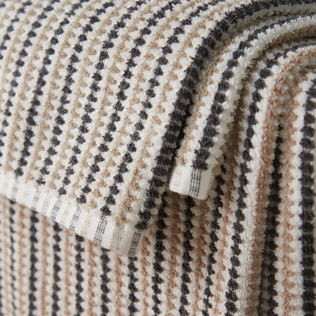 Catherine Lansfield Rice Weave Stripe 500 GSM Cotton Towels - Grey - Rice Weave Stripe Grey Towels