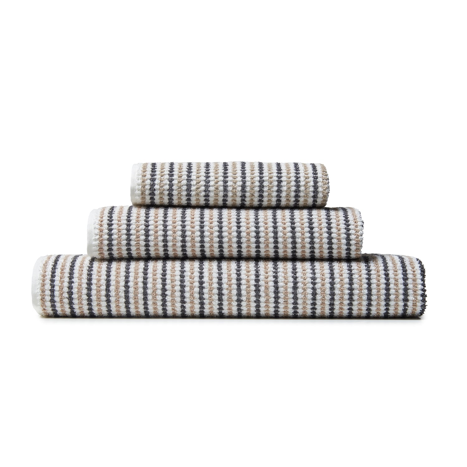 Catherine Lansfield Rice Weave Stripe 500 GSM Cotton Towels - Grey - Rice Weave Stripe Grey Towels