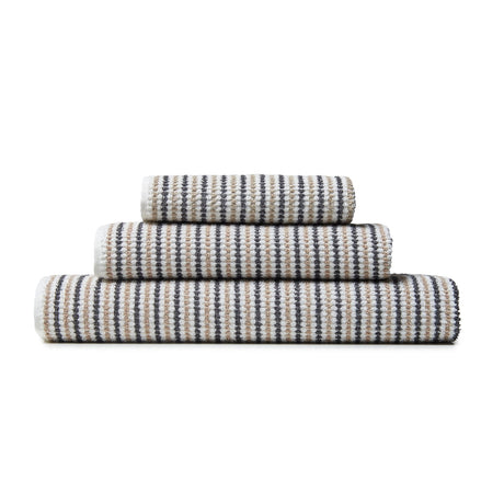Catherine Lansfield Rice Weave Stripe 500 GSM Cotton Towels - Grey - Rice Weave Stripe Grey Towels