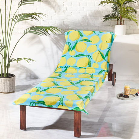 Catherine Lansfield Lemons Cotton 92x180cm Beach Sun Lounger Towel - Aqua Blue