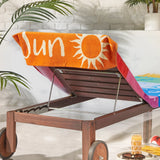 Catherine Lansfield Block Stripe Cotton 92x180cm Beach Sun Lounger Towel
