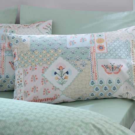 Catherine Lansfield Folk Patchwork Reversible Duvet Cover Set with Pillowcase