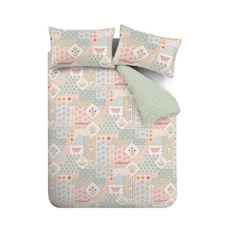 Catherine Lansfield Folk Patchwork Reversible Duvet Cover Set with Pillowcase