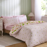 Catherine Lansfield Strawberry Frills Gingham Reversible Duvet Cover Set - Strawberry Frills Duvet Set