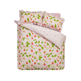 Catherine Lansfield Strawberry Frills Gingham Reversible Duvet Cover Set - Strawberry Frills Duvet Set
