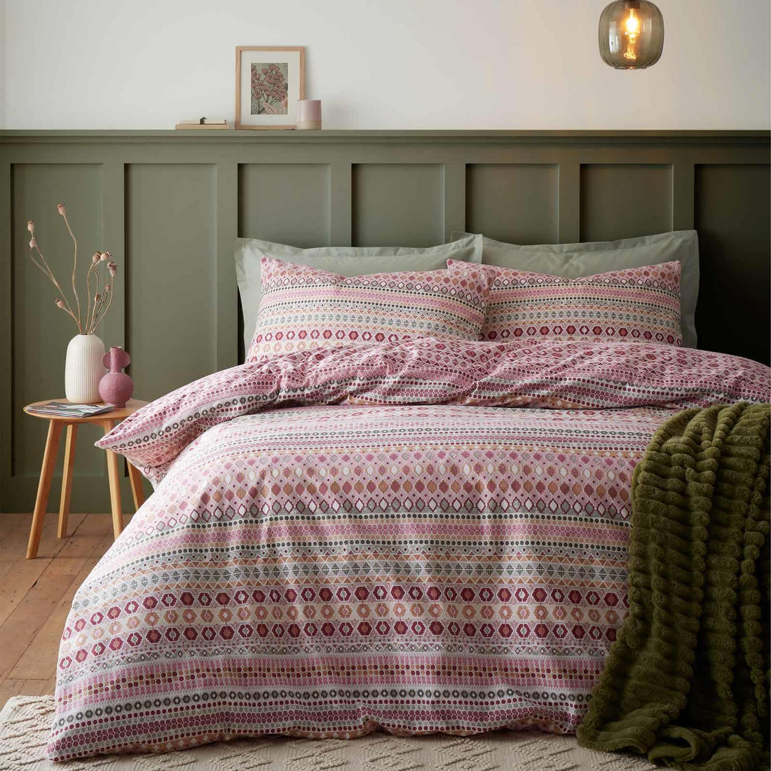 Catherine Lansfield Fairisle Brushed Cotton Flannelette Duvet Cover Set