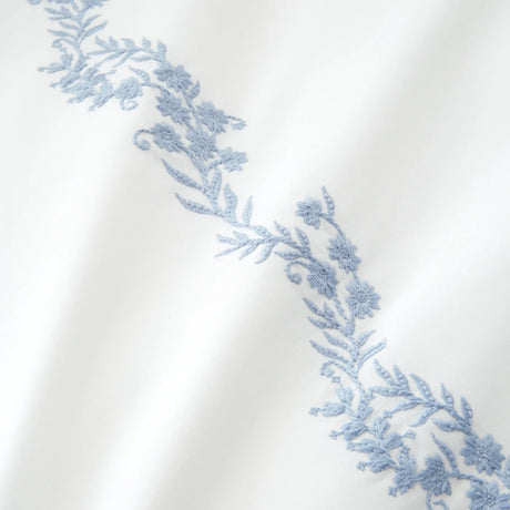 Bianca Camille Embroidered Floral 200 Thread Count Cotton Duvet Cover Set - White / Blue image 3