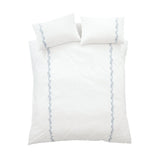 Bianca Camille Embroidered Floral 200 Thread Count Cotton Duvet Cover Set - White / Blue image 5