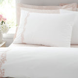 Bianca Camille Embroidered Floral 200 Thread Count Cotton Duvet Cover Set - White / Pink image 7