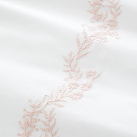 Bianca Camille Embroidered Floral 200 Thread Count Cotton Duvet Cover Set - White / Pink image 8