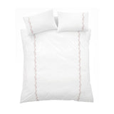 Bianca Fine Linens Camille Embroidered Floral White + Pink 100% Cotton Duvet Cover Bedding Set
