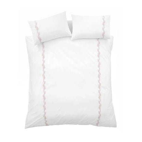 Bianca Camille Embroidered Floral 200 Thread Count Cotton Duvet Cover Set with Pillowcase