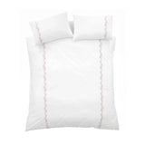 Bianca Camille Embroidered Floral 200 Thread Count Cotton Duvet Cover Set - White / Pink image 10