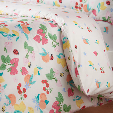 Catherine Lansfield Fruity Friends Reversible Duvet Cover Set with Pillowcase