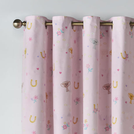 Catherine Lansfield Happy Horses Kids Reversible Eyelet Curtains Cream 66x72 Polycotton - Happy Horses Curtains