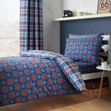 Catherine Lansfield Stars And Check Reversible Duvet Cover Set with Pillowcase