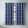 Catherine Lansfield Kids Stars and Check Reversible 66x72 Eyelet Curtains Polycotton - Blue