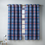 Catherine Lansfield Kids Stars and Check Reversible 66x72 Eyelet Curtains Polycotton - Blue