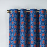 Catherine Lansfield Kids Stars and Check Reversible 66x72 Eyelet Curtains Polycotton - Blue - Stars And Check Curtains